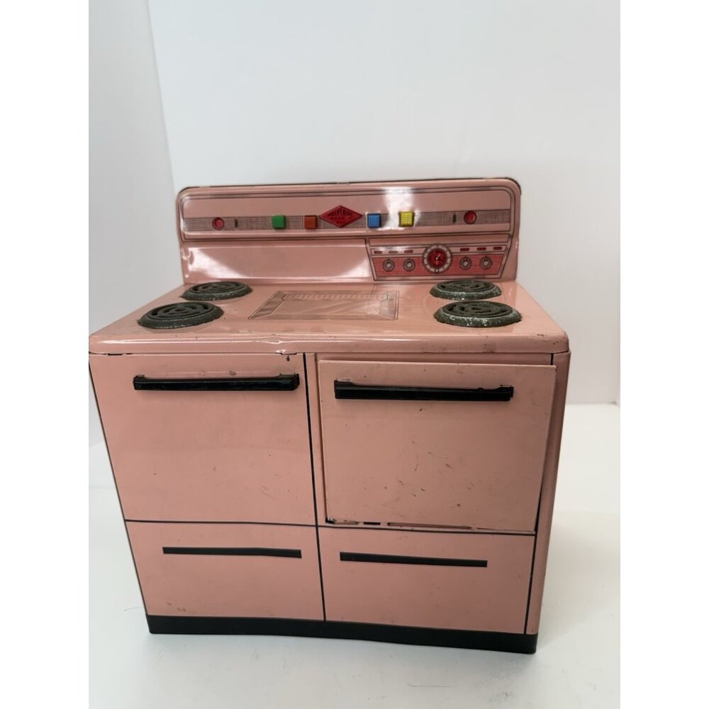 Vintage 1950s Wolverine Tin Litho Metal Pink Toy Kitchen Stove